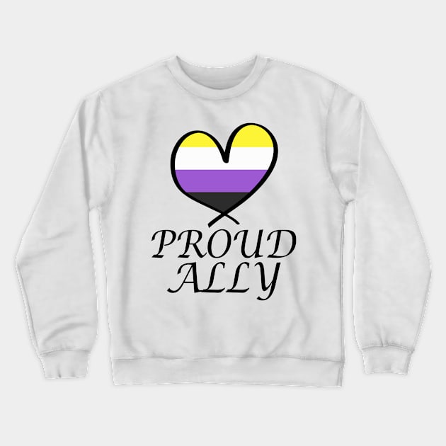 Proud Ally LGBT Gay Pride Month Nonbinary Flag Crewneck Sweatshirt by artbypond